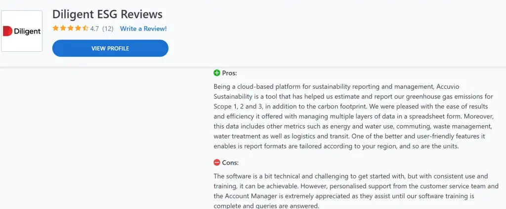 Diligent Capterra Review