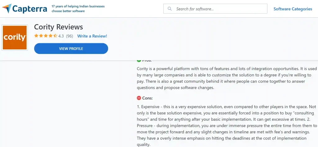 Cority Capterra Reviews