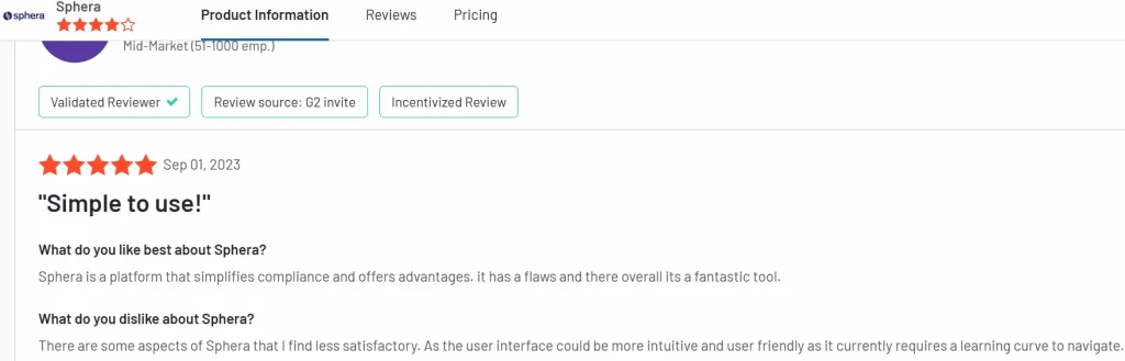 Sphera G2 reviews