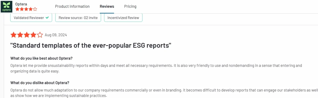Optera ESG software reviews