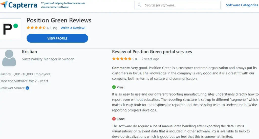 Position Green Software reviews